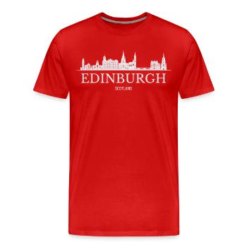Silhouette d’Édimbourg, Édimbourg, Écosse - T-shirt bio Premium Homme - rouge - Devant - Damien (186cm)