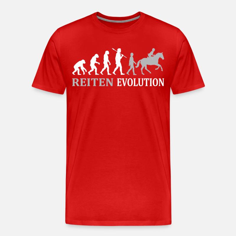 Reiten Evolution – Vom Affen zum Reiter - Männer Premium Bio T-Shirt - Rot