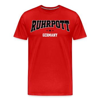 Accueil du Lettrage Ruhrpott Industrie - T-shirt bio Premium Homme - rouge - Devant - Damien (186cm)