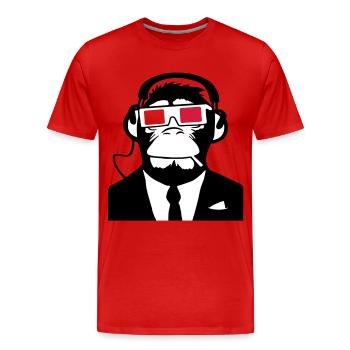 3D Ape Monkey Electroclub Casque motif - T-shirt bio Premium Homme - rouge - Devant - Damien (186cm)