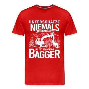 Les dragueurs ne sous-estiment jamais un vieil homme - T-shirt bio Premium Homme - rouge - Devant - Damien (186cm)