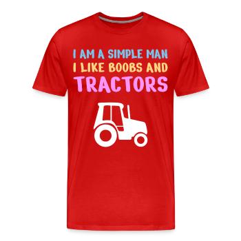 TRACTORS / FARM LIFE / COUNTRY LIFE: Simple man - Men's Premium Organic T-Shirt - red - Front - Damien (186cm)