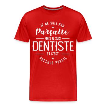 dentiste parfaite cadeau femme maman dentiste - T-shirt bio Premium Homme - rouge - Devant - Damien (186cm)