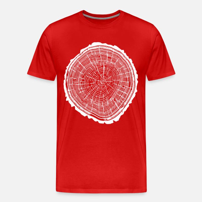 Holzscheibe mit Rinde - Männer Premium Bio T-Shirt - Rot