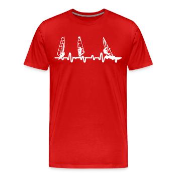 Herzschlag Windsurfen Windsurfing Surfen - Männer Premium Bio T-Shirt - Rot - Vorne - Damien (186cm)
