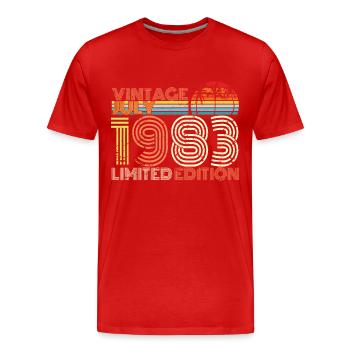Juillet 1983 Anniversaire - T-shirt bio Premium Homme - rouge - Devant - Damien (186cm)