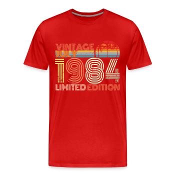 Juillet 1984 - T-shirt bio Premium Homme - rouge - Devant - Damien (186cm)