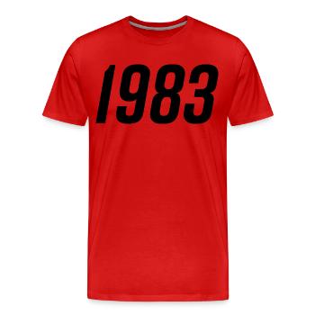1983 Année de naissance Anniversaire - T-shirt bio Premium Homme - rouge - Devant - Damien (186cm)