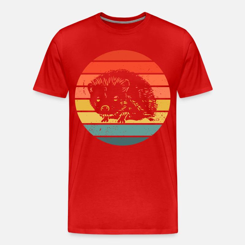 Hedgie Retro Sunset Hedgehog - Männer Premium Bio T-Shirt - Rot