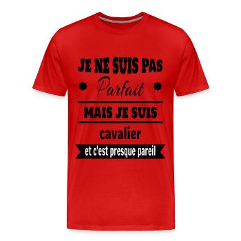 Cadeau pas parfait mais cavalier cheval - T-shirt bio Premium Homme - rouge - Devant - Damien (186cm)