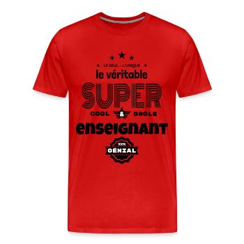 super enseignant 100% parfait humour - T-shirt bio Premium Homme - rouge - Devant - Damien (186cm)