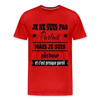 Cadeau pas parfait mais pêcheur pêche humour - T-shirt bio Premium Homme - rouge - Devant - Damien (186cm)