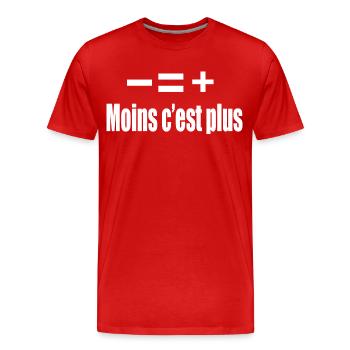 Moins C’est Plus - T-shirt bio Premium Homme - rouge - Devant - Damien (186cm)