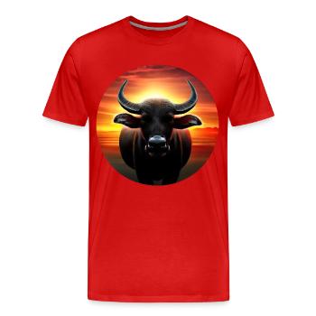 Water buffalo in the sunset - Men's Premium Organic T-Shirt - red - Front - Damien (186cm)