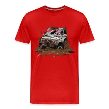 L’aventurier tout-terrain - T-shirt bio Premium Homme - rouge - Devant - Damien (186cm)