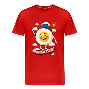 Oeuf plat skateboard - T-shirt bio Premium Homme - rouge - Devant - Damien (186cm)