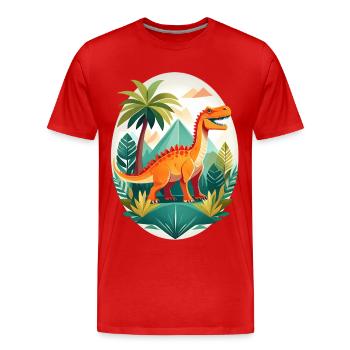 Dinosaurs in the jungle - Men's Premium Organic T-Shirt - red - Front - Damien (186cm)