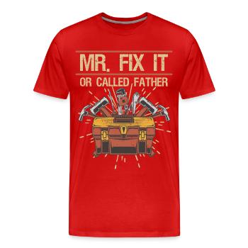 Mr Fix it - Men's Premium Organic T-Shirt - red - Front - Damien (186cm)