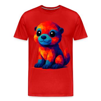 WPAP polygone Kawaii Style bébé loutre animaux - T-shirt bio Premium Homme - rouge - Devant - Damien (186cm)
