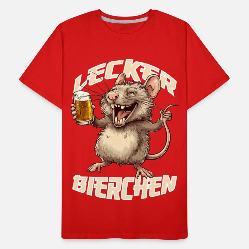 Lecker Bierchen X Ratte mit Bier lustiges Männer Premium Bio T-Shirt