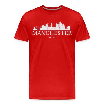 Manchester Skyline, Manchester Angleterre - T-shirt bio Premium Homme - rouge - Devant - Damien (186cm)