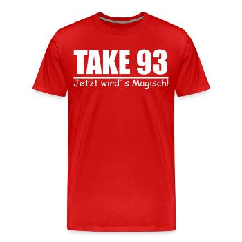 Take 93 Jetzt wird´s Magisch! - Männer Premium Bio T-Shirt - Rot - Vorne - Damien (186cm)