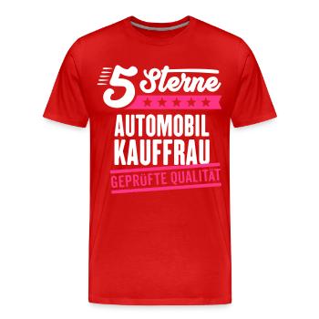 5Sterne Automobilkauffrau - Männer Premium Bio T-Shirt - Rot - Vorne - Damien (186cm)
