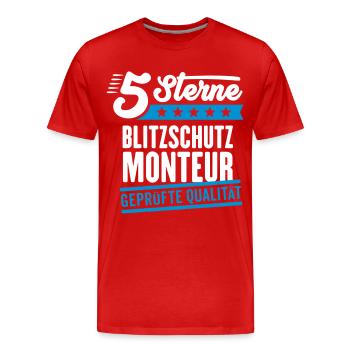 5Sterne Blitzschutzmonteur - Männer Premium Bio T-Shirt - Rot - Vorne - Damien (186cm)