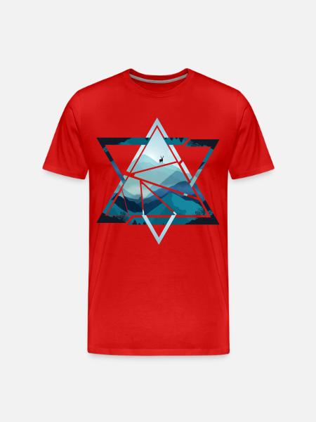 Triangle mountains with deer - Men's Premium Organic T-Shirt - red