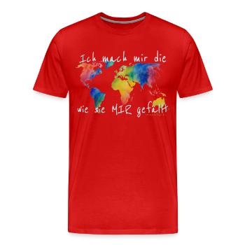Ich mach mir die Welt, wie sie mir gefällt - Männer Premium Bio T-Shirt - Rot - Vorne - Damien (186cm)