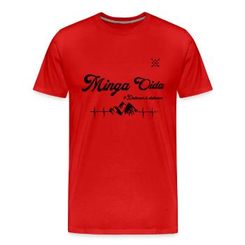 Minga Oida Stuff - Männer Premium Bio T-Shirt - Rot - Vorne - Damien (186cm)