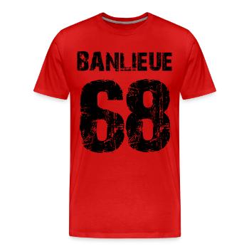 banlieue 68 - T-shirt bio Premium Homme - rouge - Devant - Damien (186cm)