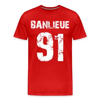 banlieue 91 - T-shirt bio Premium Homme - rouge - Devant - Damien (186cm)