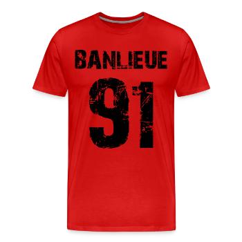 banlieue 91 - Männer Premium Bio T-Shirt - Rot - Vorne - Damien (186cm)