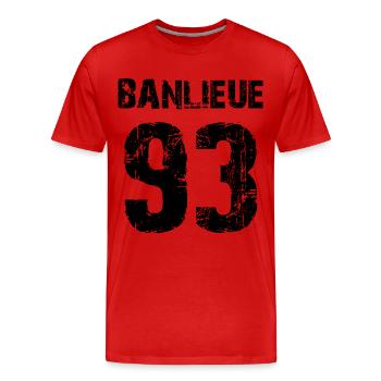 banlieue 93 - T-shirt bio Premium Homme - rouge - Devant - Damien (186cm)