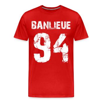 banlieue 94 - T-shirt bio Premium Homme - rouge - Devant - Damien (186cm)