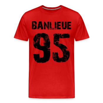 banlieue 95 - T-shirt bio Premium Homme - rouge - Devant - Damien (186cm)
