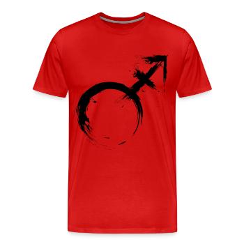 Homme transgenre Androgyne Vénus et Mars - T-shirt bio Premium Homme - rouge - Devant - Damien (186cm)