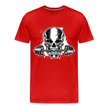 hantel totenkopf fitness - Männer Premium Bio T-Shirt - Rot - Vorne - Damien (186cm)
