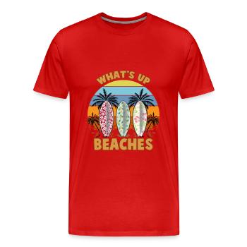 Surfen Whats Up Beaches Strandparty - Männer Premium Bio T-Shirt - Rot - Vorne - Damien (186cm)