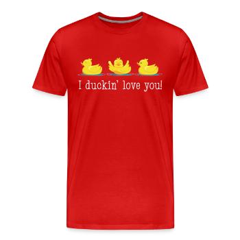 Ente Gummiente Entenzucht Enten - Männer Premium Bio T-Shirt - Rot - Vorne - Damien (186cm)