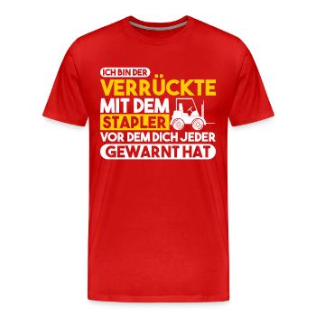 Stapler Gabelstapler Lagerlogistik Hubwagen - Männer Premium Bio T-Shirt - Rot - Vorne - Damien (186cm)