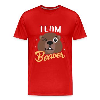 Waldarbeiter Otter Biber Geschenk - Männer Premium Bio T-Shirt - Rot - Vorne - Damien (186cm)