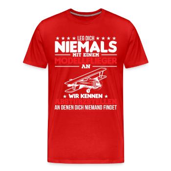 Modellflieger Modellfliegen Modellflug - Männer Premium Bio T-Shirt - Rot - Vorne - Damien (186cm)