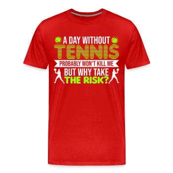 Tennisspiel Tennisspieler Tennis - Männer Premium Bio T-Shirt - Rot - Vorne - Damien (186cm)