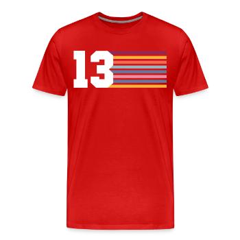 13 Number - Men's Premium Organic T-Shirt - red - Front - Damien (186cm)