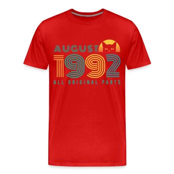 Né en Août 1992 Vintage cadeau - T-shirt bio Premium Homme - rouge - Devant - Damien (186cm)
