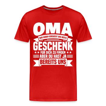 Oma lustiger Spruch Geburtstag Geschenk - Männer Premium Bio T-Shirt - Rot - Vorne - Damien (186cm)
