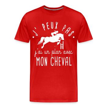 J' peux pas j' ai cheval humour équitation chevaux - T-shirt bio Premium Homme - rouge - Devant - Damien (186cm)
