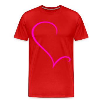 Halbes Pinkes Herz - Männer Premium Bio T-Shirt - Rot - Vorne - Damien (186cm)